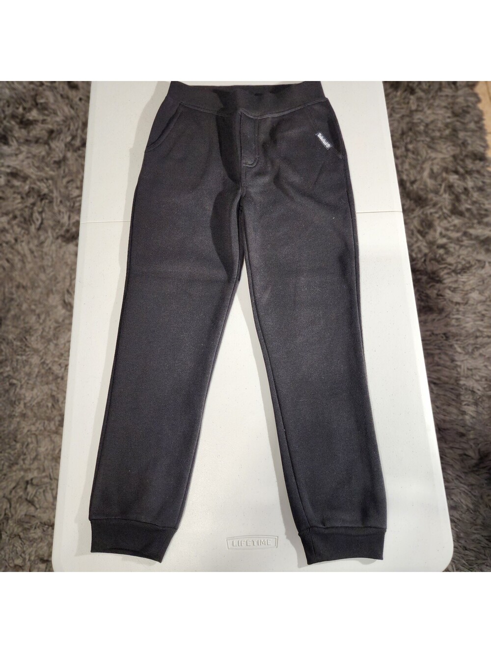 Timberland Boys Jogger Pants Black Fleece Cotton Blend Elastic Waist Pockets